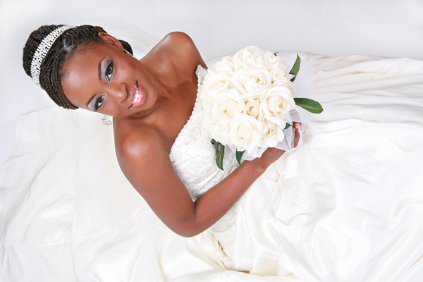 Bride smiling on her wedding day